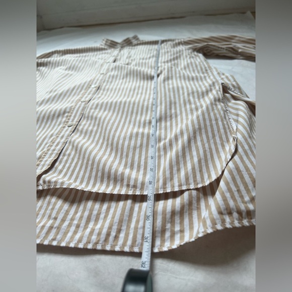 Scanlan Theodore Shirt Striped Beige White Long Sleeve Button Down US 4 - Picture 4 of 8